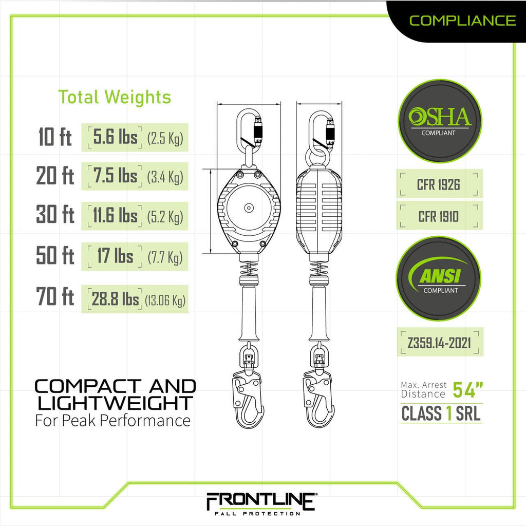 Frontline RPG Cable Single Leg SRL with Steel Snap Hook End - Lined Out Frontline RPG Cable Single Leg SRL with Steel Snap Hook EndWork Safety Harnesses