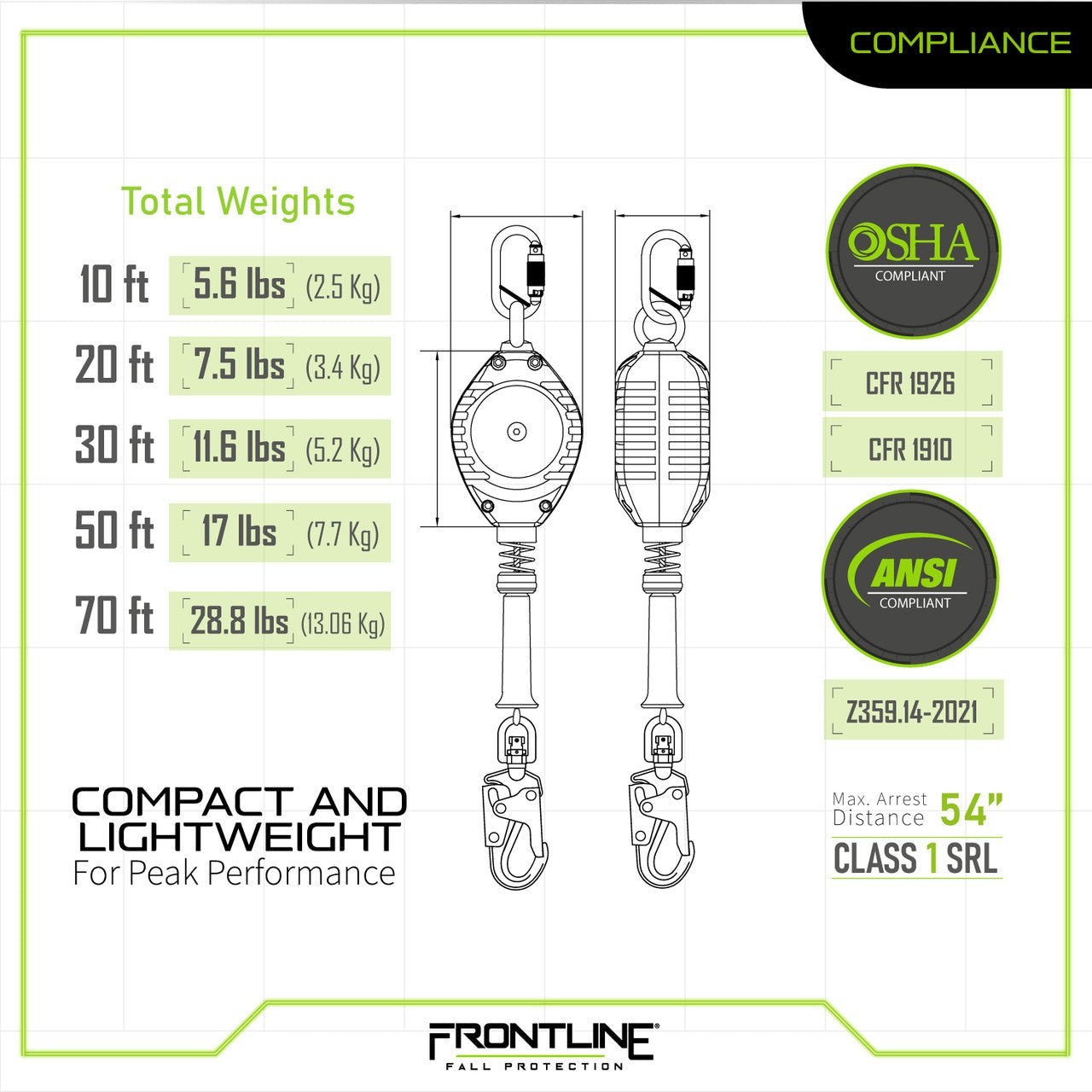 Frontline RPG Cable Single Leg SRL with Steel Snap Hook End - Lined Out Frontline RPG Cable Single Leg SRL with Steel Snap Hook EndWork Safety Harnesses