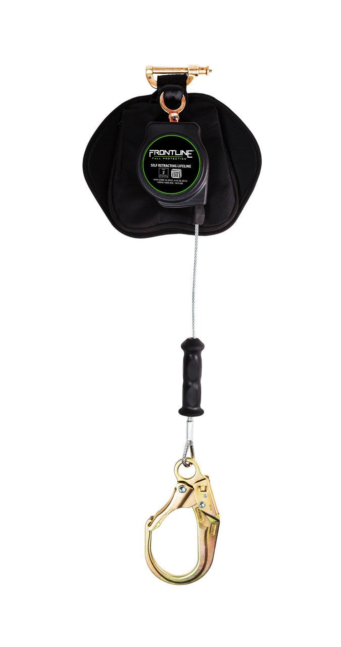 Frontline RPG081RLE Leading Edge Cable Single Leg 8' SRL with Steel Rebar Hook End - Lined Out Frontline RPG081RLE Leading Edge Cable Single Leg 8' SRL with Steel Rebar Hook EndWork Safety Harnesses