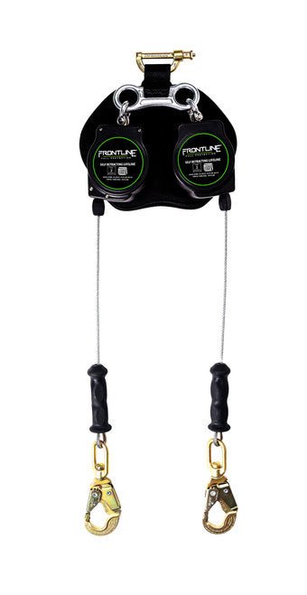 Frontline RPG082SLE Leading Edge Cable Twin Leg 8' SRL with Steel Snap Hook Ends - Lined Out Frontline RPG082SLE Leading Edge Cable Twin Leg 8' SRL with Steel Snap Hook EndsWork Safety Harnesses