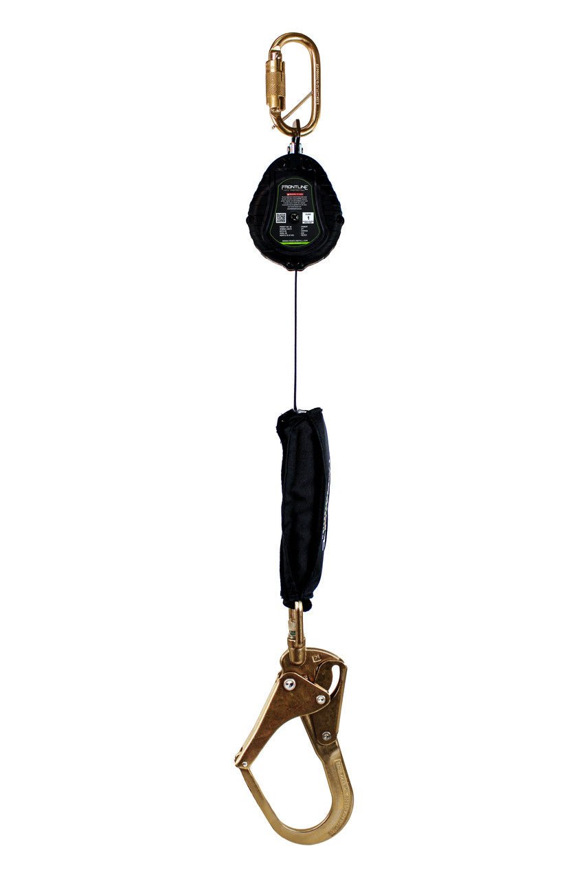 Frontline RPW061R Web Single Leg 6' SRL with Steel Rebar Hook End - Lined Out Frontline RPW061R Web Single Leg 6' SRL with Steel Rebar Hook EndWork Safety Harnesses