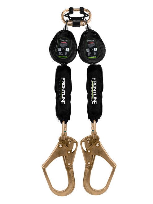 Frontline RPW062R Web Twin Leg 6' SRL with Steel Rebar Hook Ends - Lined Out Frontline RPW062R Web Twin Leg 6' SRL with Steel Rebar Hook EndsWork Safety Harnesses