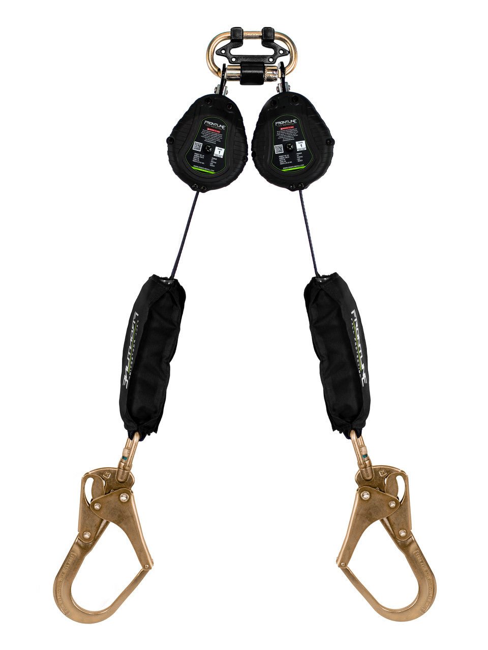 Frontline RPW062R Web Twin Leg 6' SRL with Steel Rebar Hook Ends - Lined Out Frontline RPW062R Web Twin Leg 6' SRL with Steel Rebar Hook EndsWork Safety Harnesses
