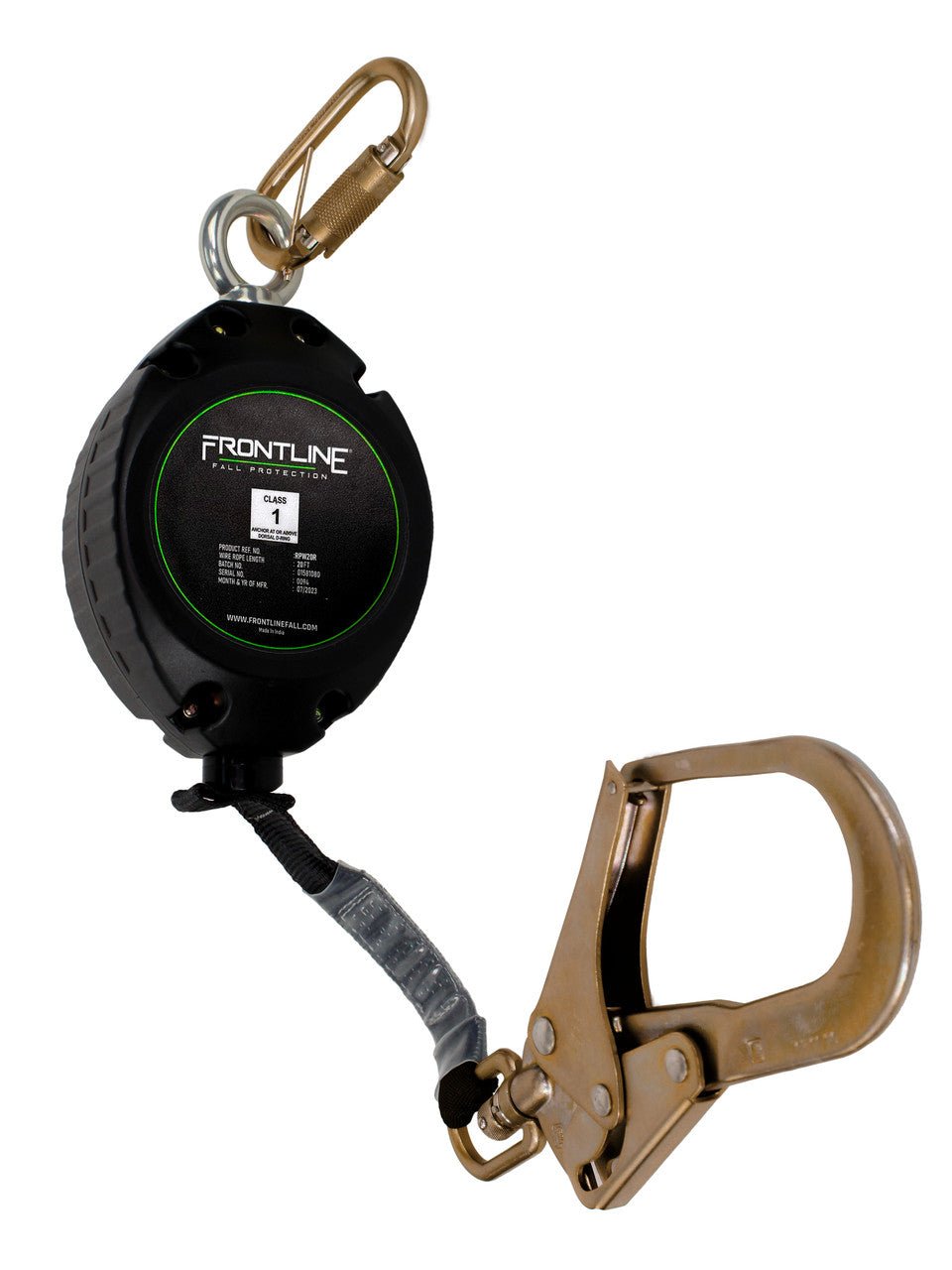 Frontline RPW20R Web Single Leg 20' SRL with Steel Rebar Hook End - Lined Out Frontline RPW20R Web Single Leg 20' SRL with Steel Rebar Hook EndWork Safety Harnesses