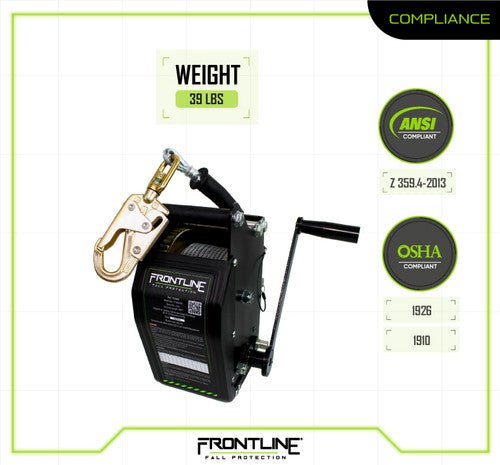 Frontline RUW60 MEGApod 60' Confined Space Winch with Galvanized Steel Cable - Lined Out Frontline RUW60 MEGApod 60' Confined Space Winch with Galvanized Steel CableWork Safety Harnesses