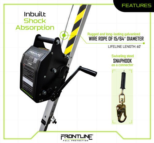 Frontline RUW60 MEGApod 60' Confined Space Winch with Galvanized Steel Cable - Lined Out Frontline RUW60 MEGApod 60' Confined Space Winch with Galvanized Steel CableWork Safety Harnesses