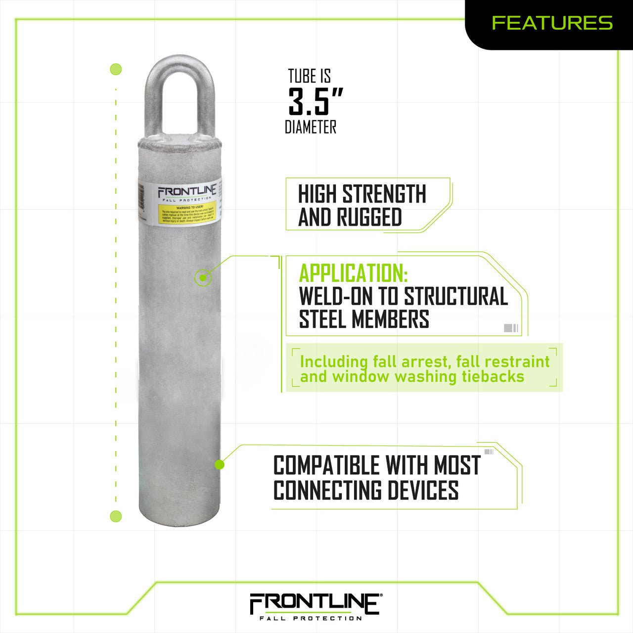 Frontline RW Weld - on Commercial Anchor 12" - Lined Out Frontline RW Weld - on Commercial Anchor 12"Work Safety Harnesses