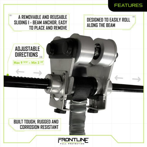 Frontline ST10HTK Aluminum Beam Trolley Anchor for 3" - 10" Wide I - Beams - Lined Out Frontline ST10HTK Aluminum Beam Trolley Anchor for 3" - 10" Wide I - BeamsWork Safety Harnesses