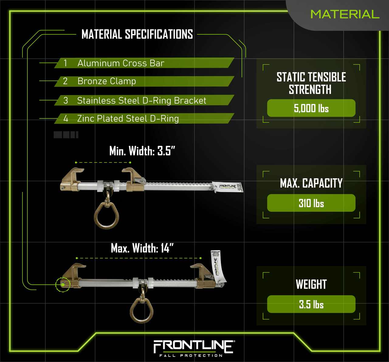Frontline ST14SA Easy Slider Beam Walker Anchor for 3.5?? - 14?? Wide I - Beams - Lined Out Frontline ST14SA Easy Slider Beam Walker Anchor for 3.5?? - 14?? Wide I - BeamsWork Safety Harnesses