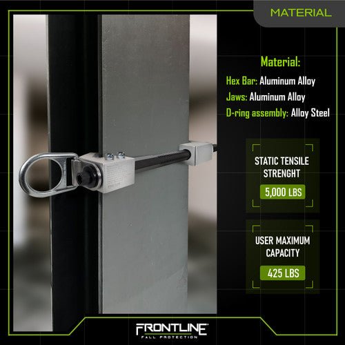 Frontline ST18AV Aluminum I - Beam Fixed Anchor - Lined Out Frontline ST18AV Aluminum I - Beam Fixed AnchorWork Safety Harnesses