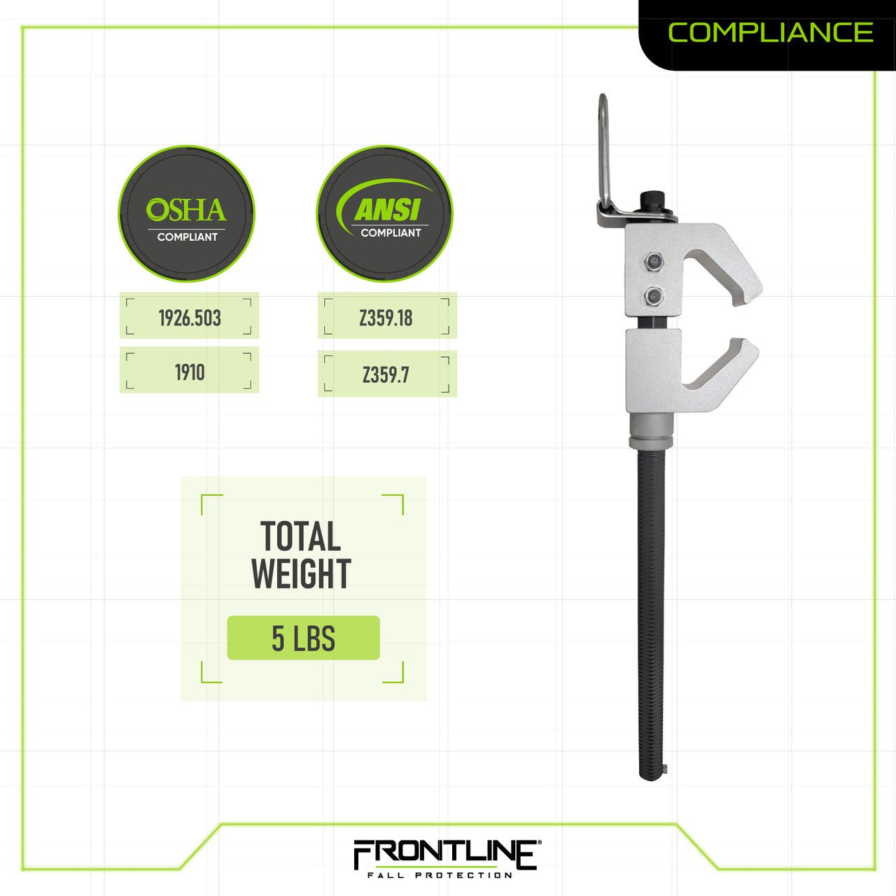 Frontline ST18AV Aluminum I - Beam Fixed Anchor - Lined Out Frontline ST18AV Aluminum I - Beam Fixed AnchorWork Safety Harnesses