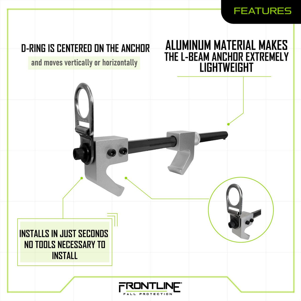 Frontline ST18AV Aluminum I - Beam Fixed Anchor - Lined Out Frontline ST18AV Aluminum I - Beam Fixed AnchorWork Safety Harnesses
