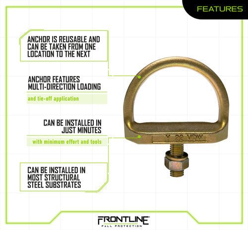 Frontline STB01 Steel Bolt Threaded Anchor - Lined Out Frontline STB01 Steel Bolt Threaded AnchorWork Safety Harnesses