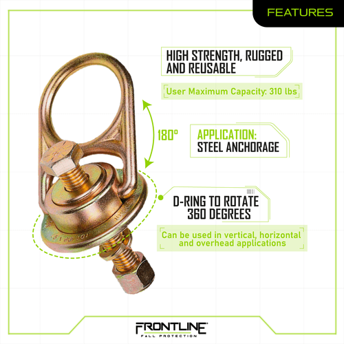 Frontline STM5810K MEGA Swivel 10k Steel Anchor - Lined Out Frontline STM5810K MEGA Swivel 10k Steel AnchorWork Safety Harnesses