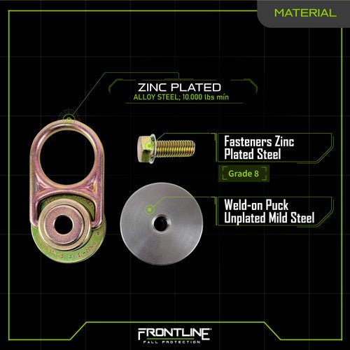 Frontline STMP10K - WO + STM10K - SA MEGA Swivel 10k Steel Anchor with Weld - on Puck - Lined Out Frontline STMP10K - WO + STM10K - SA MEGA Swivel 10k Steel Anchor with Weld - on PuckWork Safety Harnesses