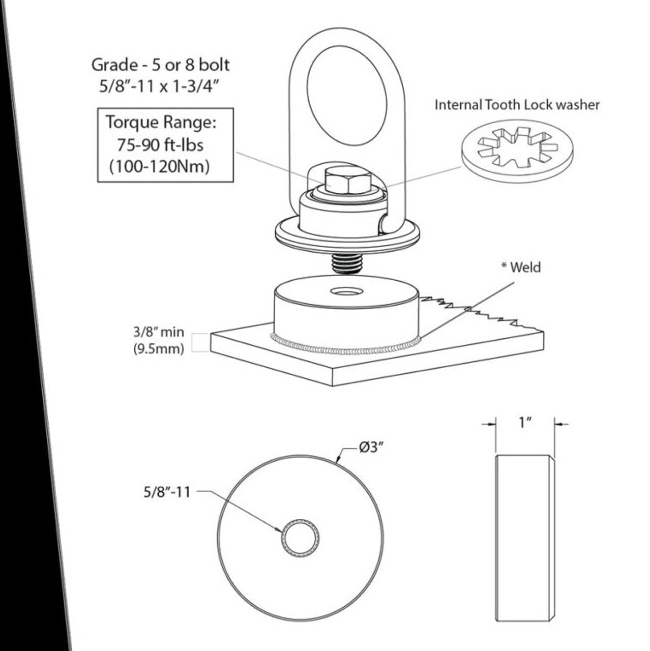 Frontline STMP10K - WO Weld - on Puck for MEGA Swivel 10K - Lined Out Frontline STMP10K - WO Weld - on Puck for MEGA Swivel 10KWork Safety Harnesses