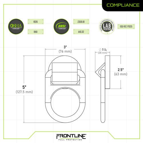 Frontline STW01 Weld - on Anchor - Lined Out Frontline STW01 Weld - on AnchorWork Safety Harnesses