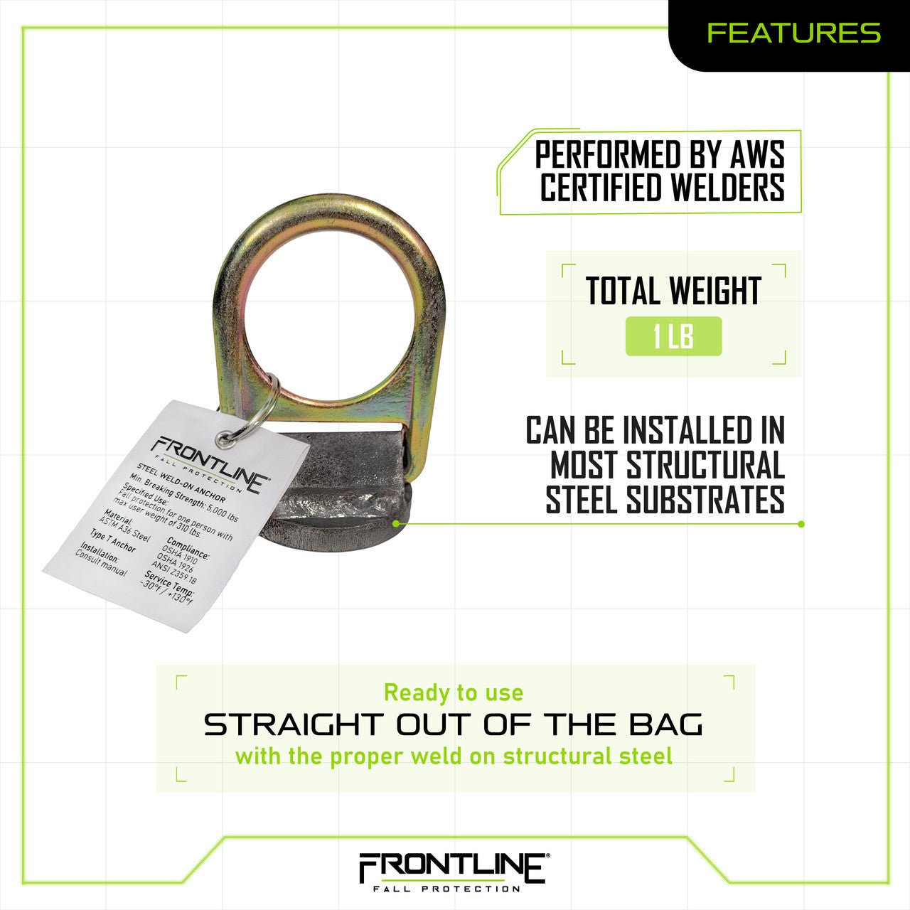 Frontline STW01 Weld - on Anchor - Lined Out Frontline STW01 Weld - on AnchorWork Safety Harnesses
