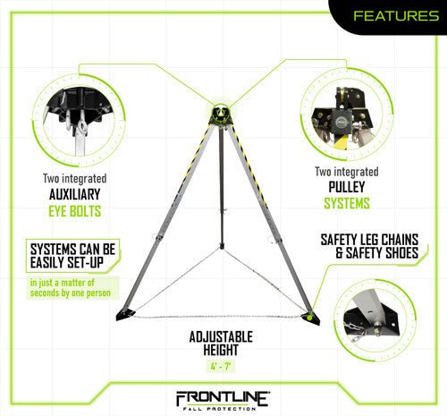 Frontline TAN07 MEGApod 7' Aluminum Tripod - Lined Out Frontline TAN07 MEGApod 7' Aluminum TripodWork Safety Harnesses
