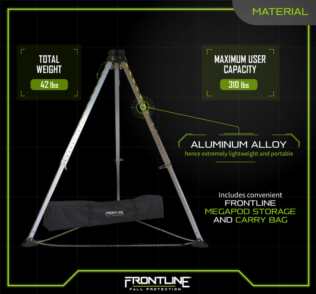 Frontline TAN07 MEGApod 7' Aluminum Tripod - Lined Out Frontline TAN07 MEGApod 7' Aluminum TripodWork Safety Harnesses