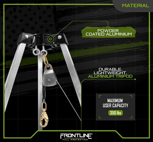Frontline TAN07 - US Patriot 7' Confined Space Aluminum Tripod - Made in USA - Lined Out Frontline TAN07 - US Patriot 7' Confined Space Aluminum Tripod - Made in USAWork Safety Harnesses