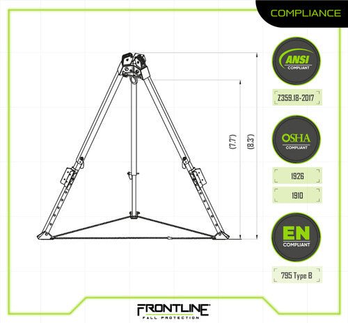 Frontline TAN10 MEGApod 10' Aluminum Tripod - Lined Out Frontline TAN10 MEGApod 10' Aluminum TripodWork Safety Harnesses