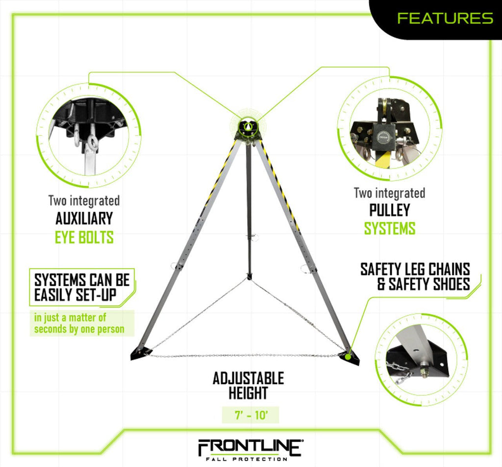 Frontline TAN10 MEGApod 10' Aluminum Tripod - Lined Out Frontline TAN10 MEGApod 10' Aluminum TripodWork Safety Harnesses