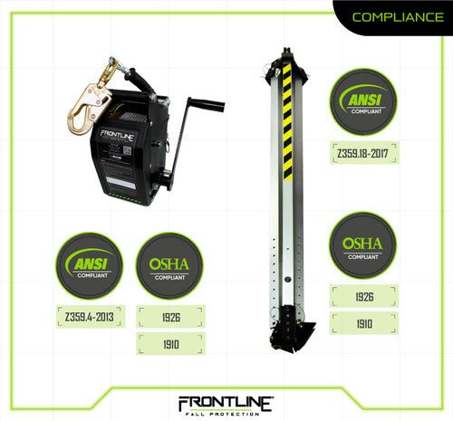 Frontline TAN10RU MEGApod Confined Space Kit 10' Aluminum Tripod with 60' Winch - Lined Out Frontline TAN10RU MEGApod Confined Space Kit 10' Aluminum Tripod with 60' WinchWork Safety Harnesses