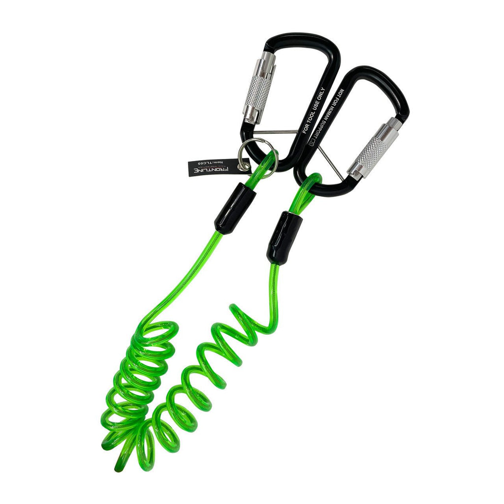 Frontline TLC05 ToolGrip Coil Tool Tether 5 lbs with Double Self - locking Aluminum Carabiner - Lined Out Frontline TLC05 ToolGrip Coil Tool Tether 5 lbs with Double Self - locking Aluminum CarabinerWork Safety Harnesses