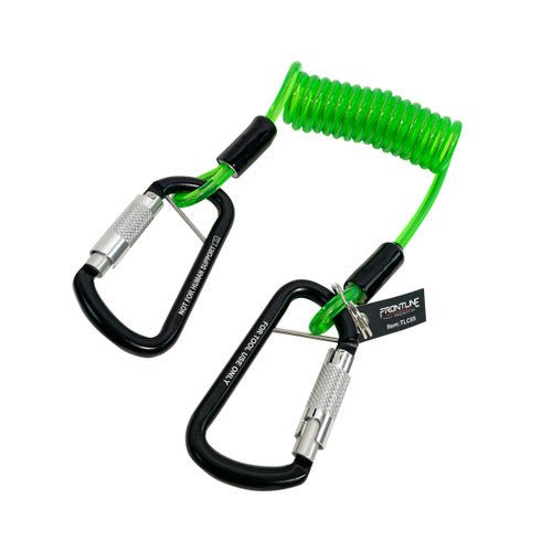 Frontline TLC05 ToolGrip Coil Tool Tether 5 lbs with Double Self - locking Aluminum Carabiner - Lined Out Frontline TLC05 ToolGrip Coil Tool Tether 5 lbs with Double Self - locking Aluminum CarabinerWork Safety Harnesses