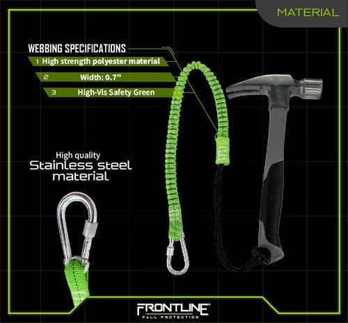 Frontline TLS15 ToolGrip Elastic Tool Tether 15 lbs with Steel Turn Lock Carabiner - Lined Out Frontline TLS15 ToolGrip Elastic Tool Tether 15 lbs with Steel Turn Lock CarabinerWork Safety Harnesses