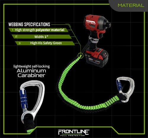 Frontline TLS30 ToolGrip Elastic Tool Tether 30 lbs with Self - locking Aluminum Carabiner - Lined Out Frontline TLS30 ToolGrip Elastic Tool Tether 30 lbs with Self - locking Aluminum CarabinerWork Safety Harnesses