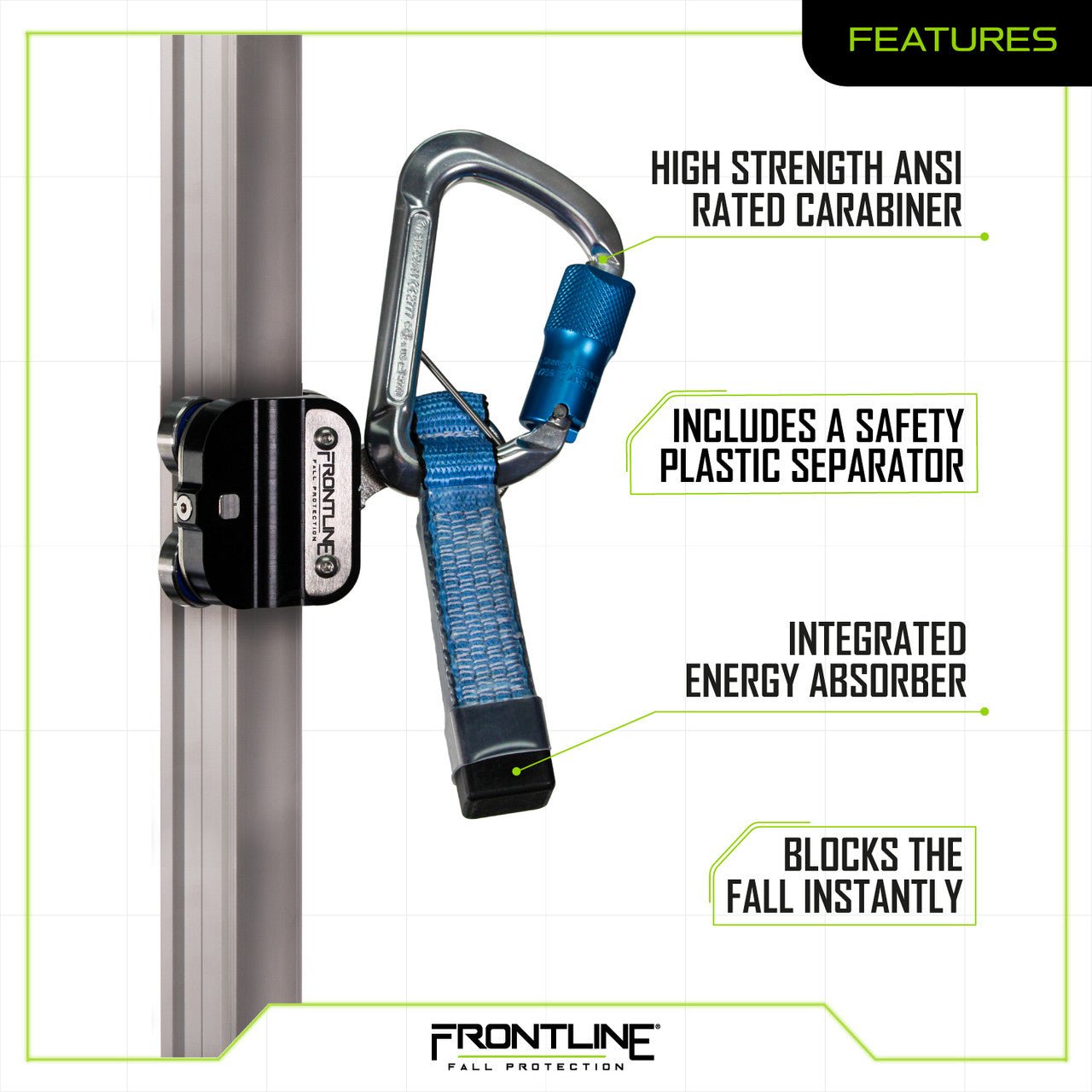 Frontline TRR38 Vertical Ladder System Trolley - Lined Out Frontline TRR38 Vertical Ladder System TrolleyWork Safety Harnesses