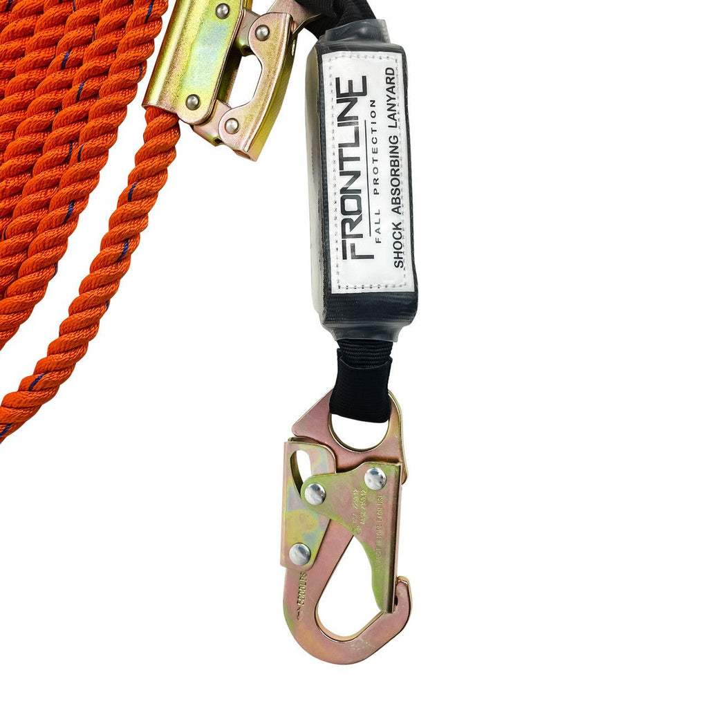 Frontline VLPR3L Premium Vertical Lifeline with Openable Rope Grab and Shock Pack 25' - Lined Out Frontline VLPR3L Premium Vertical Lifeline with Openable Rope Grab and Shock Pack 25'Work Safety Harnesses