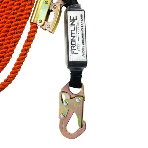 Frontline VLPR3L Premium Vertical Lifeline with Openable Rope Grab and Shock Pack 50' - Lined Out Frontline VLPR3L Premium Vertical Lifeline with Openable Rope Grab and Shock Pack 50'Work Safety Harnesses