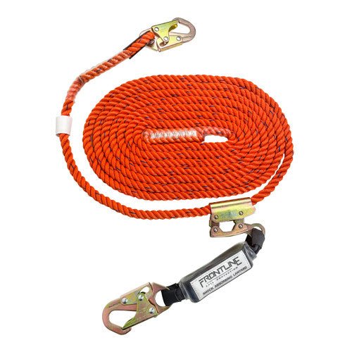 Frontline VLPR3L Premium Vertical Lifeline with Openable Rope Grab and Shock Pack 50' - Lined Out Frontline VLPR3L Premium Vertical Lifeline with Openable Rope Grab and Shock Pack 50'Work Safety Harnesses