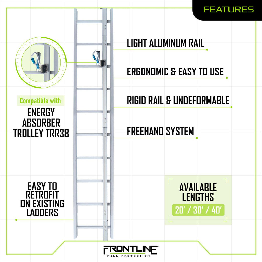 Frontline VLRS Securail Pro Vertical Lifeline System 30' - Lined Out Frontline VLRS Securail Pro Vertical Lifeline System 30'Work Safety Harnesses