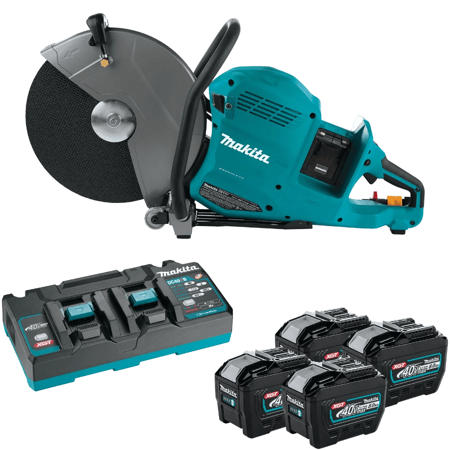Makita GEC01PL4 80V max (40V max X2) XGT® Brushless 14" Power Cutter Kit with 4 Batteries, AFT®, Electric Brake (8.0Ah) - Lined Out Makita GEC01PL4 80V max (40V max X2) XGT® Brushless 14" Power Cutter Kit with 4 Batteries, AFT®, Electric Brake (8.0Ah)Cut - Off Saws