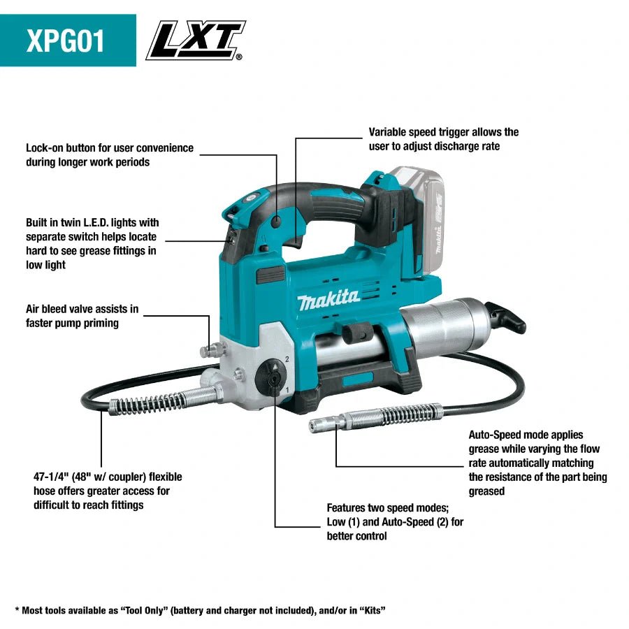 Makita XPG01Z 18V LXT Lithium - Ion Cordless Grease Gun - Lined Out Makita XPG01Z 18V LXT Lithium - Ion Cordless Grease GunGrease Guns