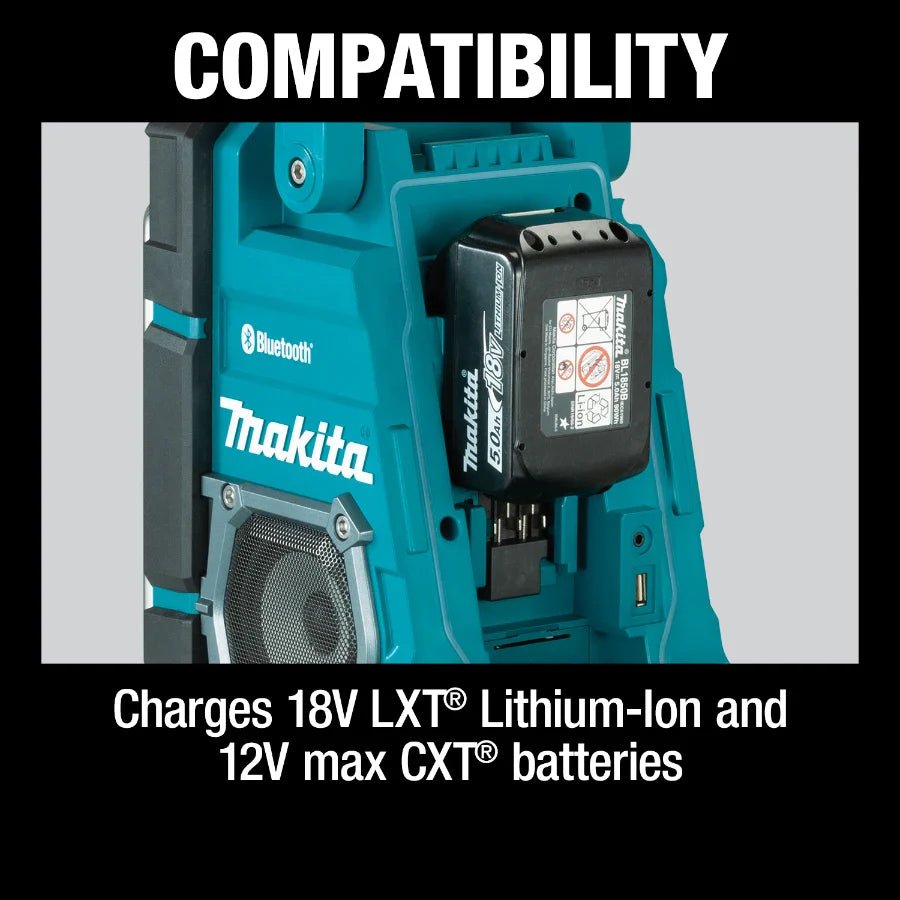Makita XRM10 18V LXT/12V max CXT Lithium - Ion Cordless Bluetooth Job Site Charger/Radio - Lined Out Makita XRM10 18V LXT/12V max CXT Lithium - Ion Cordless Bluetooth Job Site Charger/RadioRadios