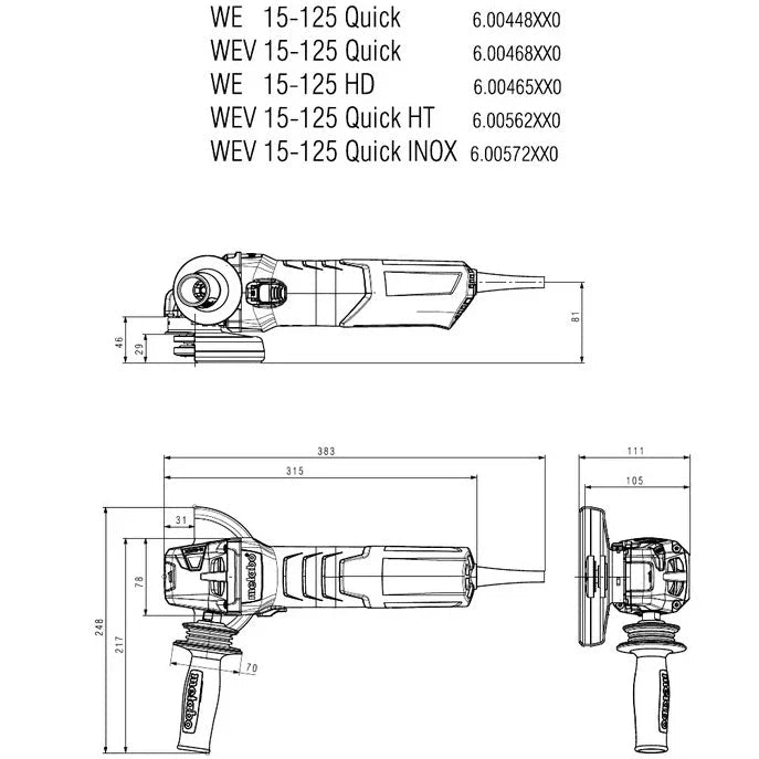 Metabo 600468420 WEV 15 - 125 Quick Angle Grinder - Lined Out Metabo 600468420 WEV 15 - 125 Quick Angle GrinderGrinders