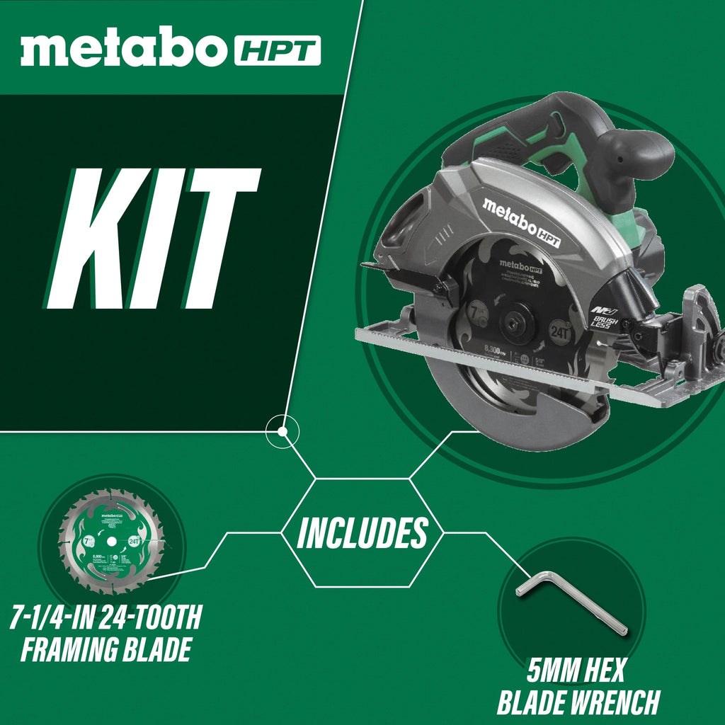 Metabo HPT C3607DAQ4M 36V MultiVolt Brushless 7 - 1/4 - in Circular Saw (Tool Body Only) - Lined Out Metabo HPT C3607DAQ4M 36V MultiVolt Brushless 7 - 1/4 - in Circular Saw (Tool Body Only)Handheld Circular Saws