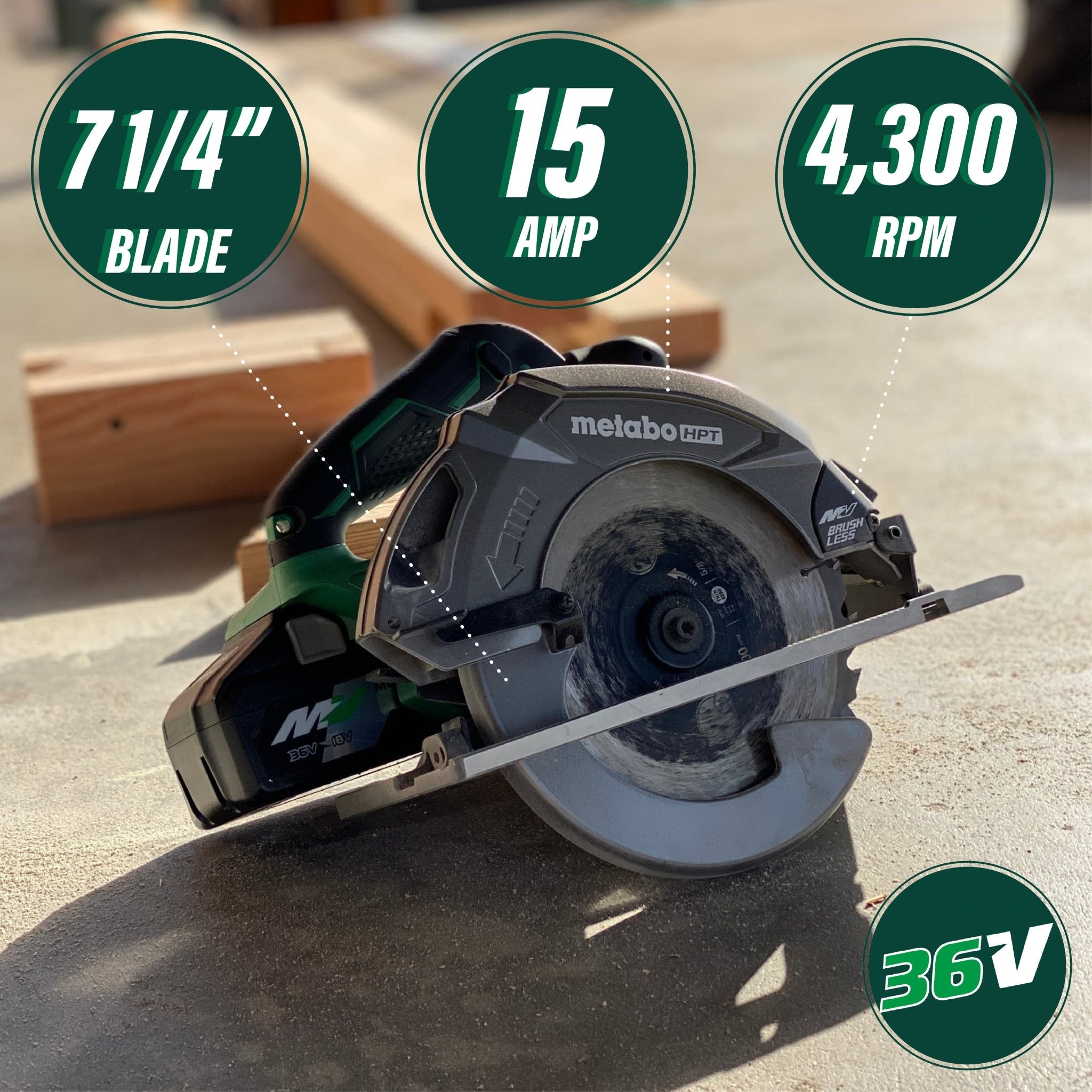 Metabo HPT C3607DAQ4M 36V MultiVolt Brushless 7 - 1/4 - in Circular Saw (Tool Body Only) - Lined Out Metabo HPT C3607DAQ4M 36V MultiVolt Brushless 7 - 1/4 - in Circular Saw (Tool Body Only)Handheld Circular Saws