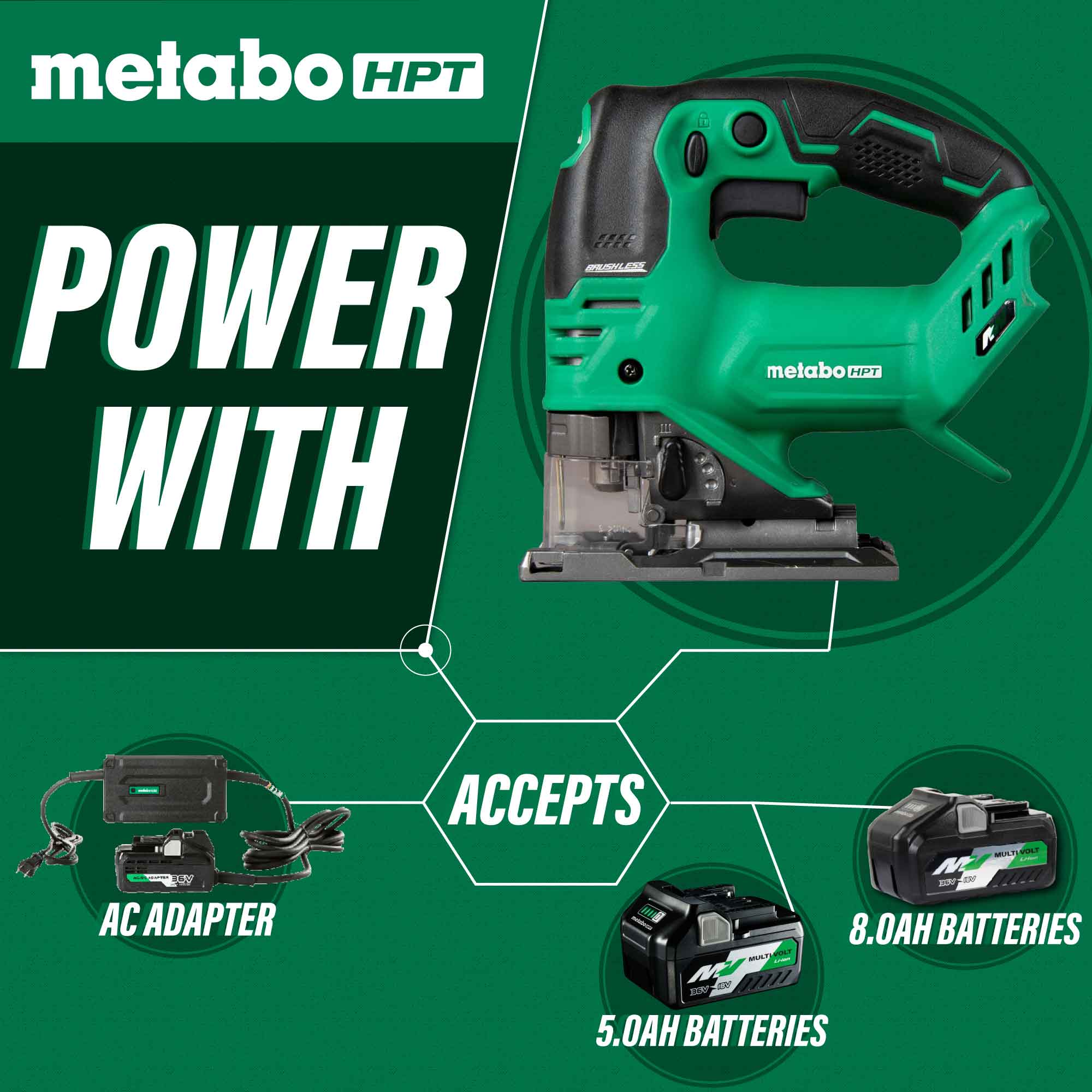 Metabo HPT CJ36DAQ4M 36V MultiVolt Cordless Brushless Orbital Jig Saw (Tool Body Only - Lined Out Metabo HPT CJ36DAQ4M 36V MultiVolt Cordless Brushless Orbital Jig Saw (Tool Body OnlyJigsaws