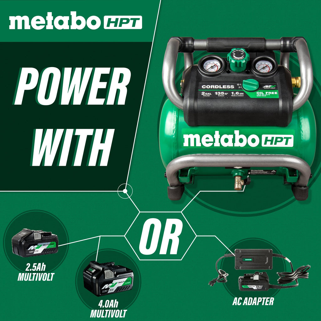 Metabo HPT EC36DAQ4M 36V MultiVolt 2 Gallon Cordless Compressor - Lined Out Metabo HPT EC36DAQ4M 36V MultiVolt 2 Gallon Cordless CompressorCompressors