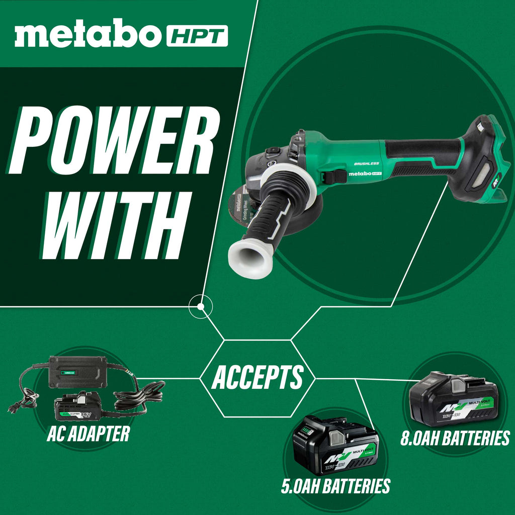 Metabo HPT G3612DVEQ6M 36V MultiVolt™ 4 - 1/2" Disc Angle Grinder, Slide Switch (Tool Body Only) - Lined Out Metabo HPT G3612DVEQ6M 36V MultiVolt™ 4 - 1/2" Disc Angle Grinder, Slide Switch (Tool Body Only)Grinders