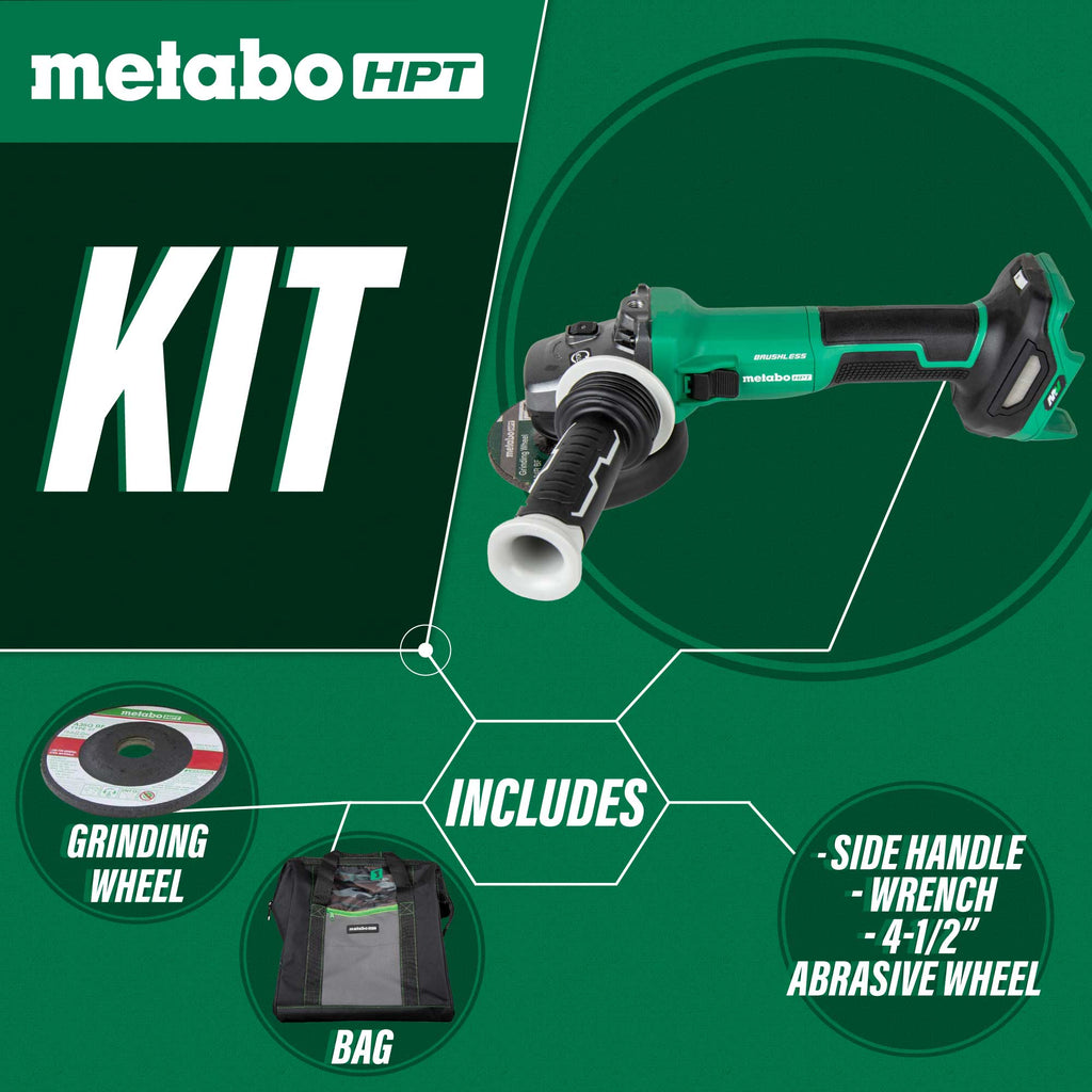 Metabo HPT G3612DVEQ6M 36V MultiVolt™ 4 - 1/2" Disc Angle Grinder, Slide Switch (Tool Body Only) - Lined Out Metabo HPT G3612DVEQ6M 36V MultiVolt™ 4 - 1/2" Disc Angle Grinder, Slide Switch (Tool Body Only)Grinders