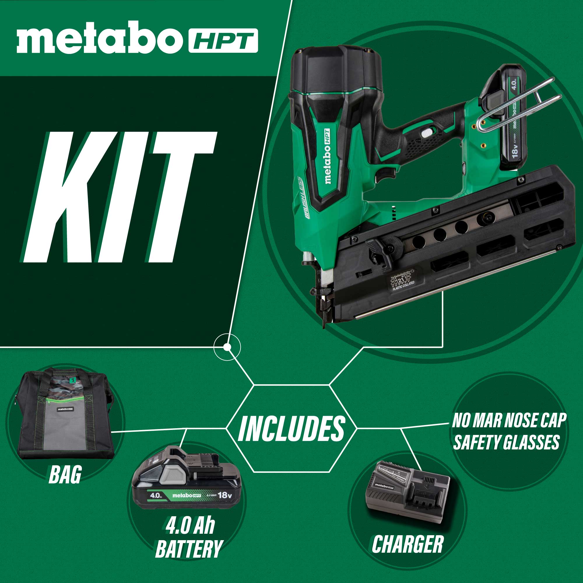 Metabo HPT NR1890DRSTM 18V MultiVolt™ Cordless 21 Degree 3 - 1/2" Plastic Strip Framing Nailer - Lined Out Metabo HPT NR1890DRSTM 18V MultiVolt™ Cordless 21 Degree 3 - 1/2" Plastic Strip Framing NailerNailers & Staplers