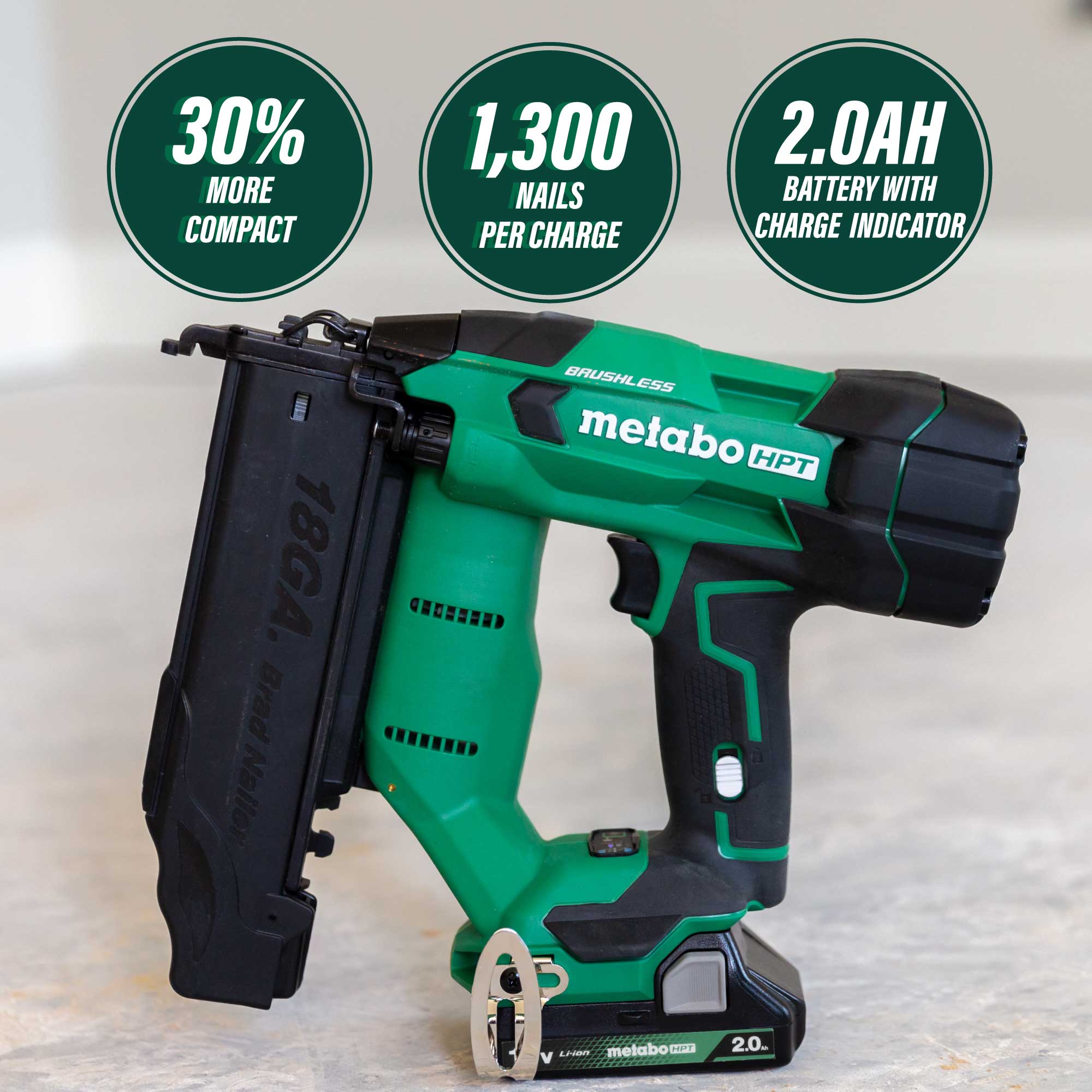 Metabo HPT NT1850DFTM 18V Compact 18 Gauge Cordless Brad Nailer Kit (1x2.0Ah) - Lined Out Metabo HPT NT1850DFTM 18V Compact 18 Gauge Cordless Brad Nailer Kit (1x2.0Ah)Nailers & Staplers