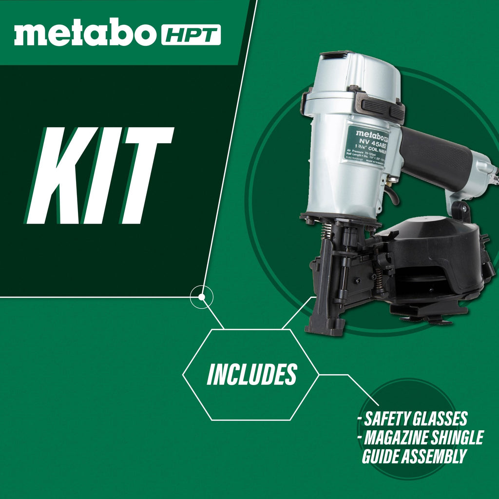 Metabo HPT NV45AB2M 1 - 3/4 In. Coil Roofing Nailer - Lined Out Metabo HPT NV45AB2M 1 - 3/4 In. Coil Roofing NailerNailers & Staplers